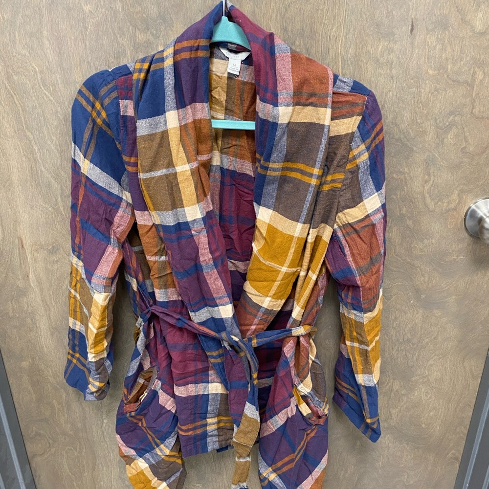 Colorful Plaid Women's Jacket with Belt